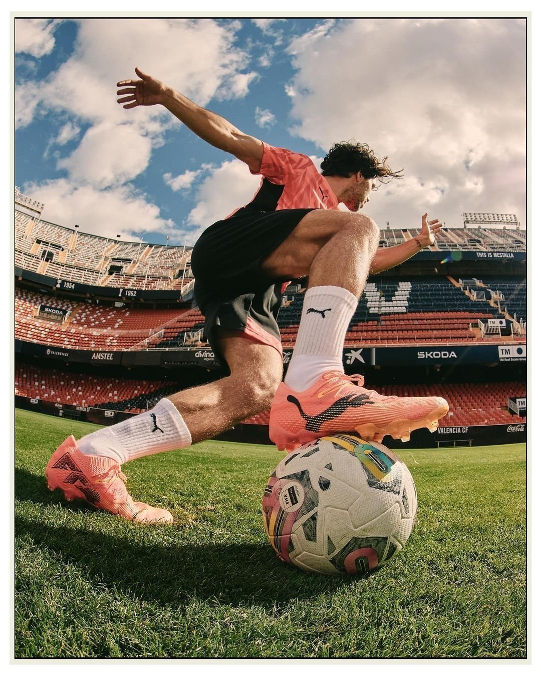 Football on a pitch