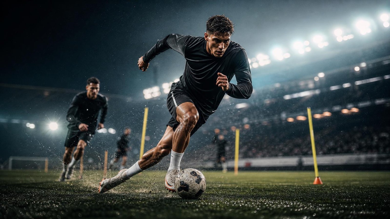 Athlete training with equipment